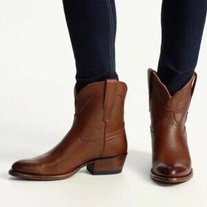 Tecovas The Penny Boot Genuine Leather Bourbon Brown Ankle Boot Cowgirl Western